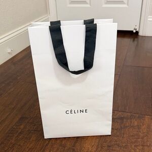 Celine White Shopping Bag with Black Handles